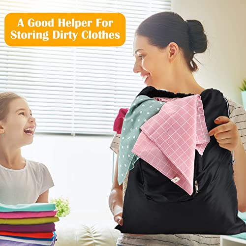 2 Pieces Travel Laundry Bag Small Dirty Clothes Bags For Traveling Lightweight And Expandable Laundry Bag For Suitcase With Zipper And Drawstring Nylon (Gray, Black, Classical Pattern) #TOP5