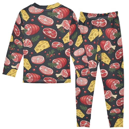 Pajama Sets Long Sleeve Meat Cheese Berries Soft Comfy Sleepwear 2 Piece PJS 3-8T3