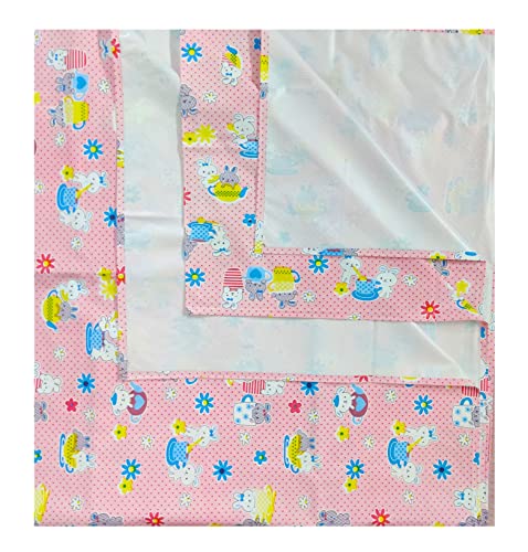 Image of EcoSoft Plastic Sheet,PVC Sheet for Kids,Rubber Sheet for Babies,Bed Wetting Protector(90 x 135 cm) (Pink Rabbit)