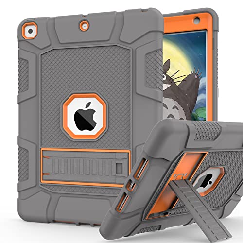 Rantice iPad 9th Generation Case, iPad 8th Generation Case, iPad 7th Generation Case, Hybrid Shockproof Rugged Drop Protection Cover with Kickstand for iPad 10.2'' (Gray+Orange)