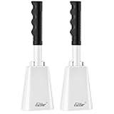 Eastar Cow Bell with Handle, 2 Pack Cowbells for Sporting Events, 10 Inch Cowbells Noise Makers Cheering Bell for Football Games, Stadiums, Halloween Gifts, White