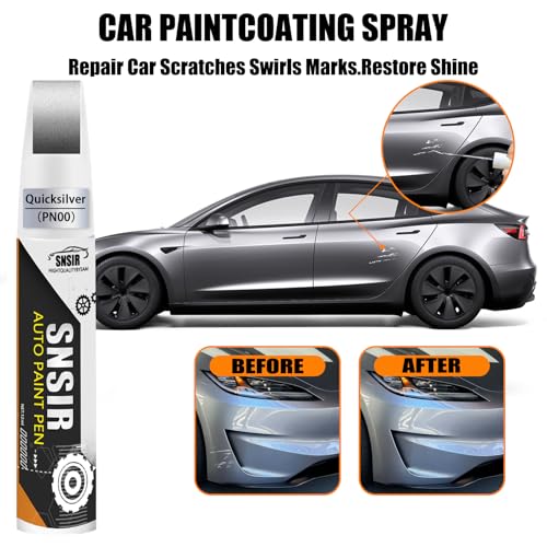 Image of (Quicksilver PN00) Car Touch up Paint Compatible with Tesla Model Y /3 /X /S, Car Paint Pen Scratch Repair Two-In-One Touch Up Paint, Premium Car Scratch Remover for Deep Scratches