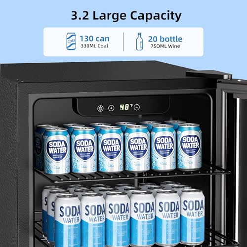 Image of Antarctic Star Beverage Refrigerator - Mini Fridge for Soda Beer or Wine,Small Drink Dispenser, For Office or Bar with Adjustable Removable Shelves,Convertible Door (3.2Cu.ft)