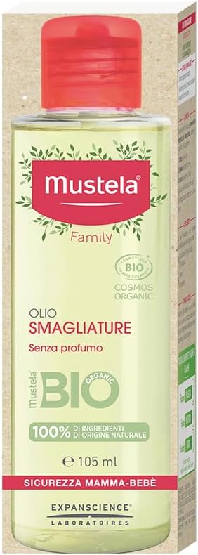 Mustela Stretch Mark Oil,Stretch Mark Prevention,met Avocado en Zonnebloem, parfumvrij,voor het lichaam,veilig bij zwangerschap en borstvoeding -Hydrateert de huid,100% natuurlijke ingrediënten(105ml)