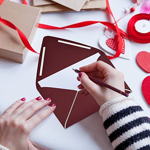 A7 Burgundy Envelopes 5 X 7 With Silver Border - V Flap, Quick Self Seal, | Perfect For 5X7 Cards, Weddings, Invitations, Graduation, Baby Shower | 5.25" X 7.25" | 50 Pack (Burgundy-Silver Border) #TOP5