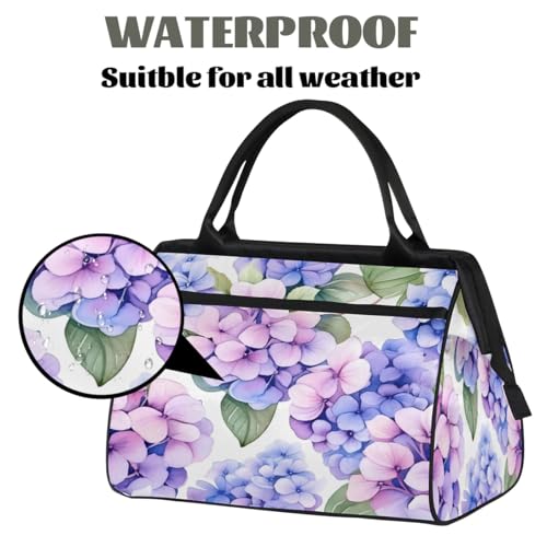 Travel Duffel Bag for Women, Hydrangea Flower Weekender Overnight Bag Carry on Beach Swim Bags Dance Bag Airlines Approved Personal Item Travel Bag for Yoga, Sports, Hospital3