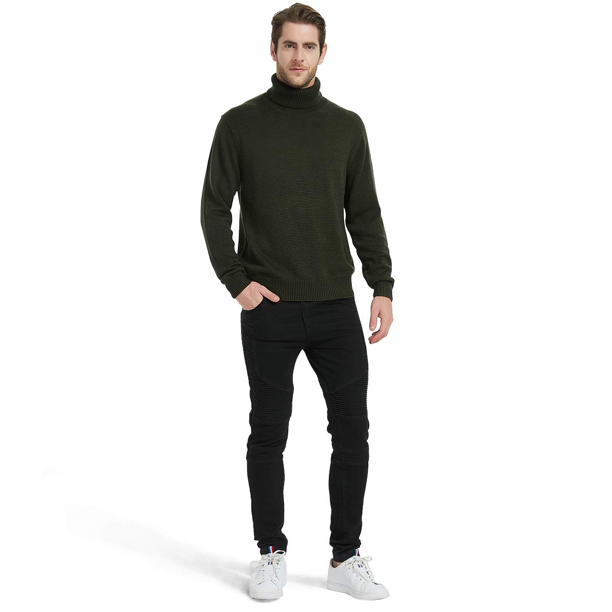 Kallspin Maglione a Collo Alto da Uomo Pullover in Misto Lana