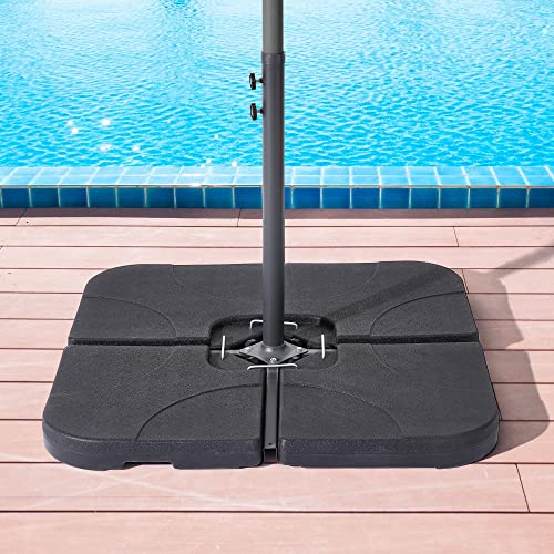 SANLUCE 4Pcs Offset Umbrella Base Plastic Cantilever Base Weights Plate Set, Water, and Sand Filled Umbrella Base for Cantilever Offset Patio Umbrella, 180lb Black, AB92-ZBK