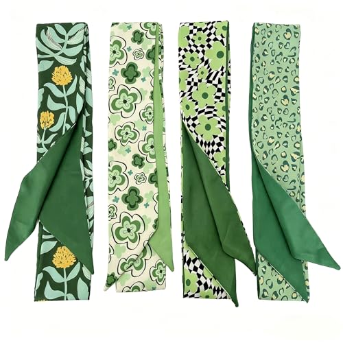 NCIWAN 4 Pcs Purse Scarf for Handbags, 35.4"x2.7" Silk Satin