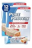 Pure Protein Bars, High Protein, Nutritious Snacks to Support Energy, Low Sugar, Gluten Free, Strawberry Greek Yogurt, 6 Bars Each 1.76 Oz, Pack of 2