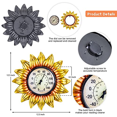 Mumtop Outdoor Thermometers For Patio - Indoor Outdoor Thermometer, Sunflower Wall Thermometer Wireless For Garden Home Decor #TOP1