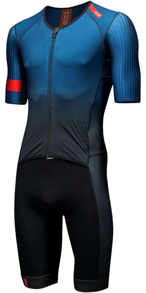 Huub 2025 Pro Aero Herren-Trianzug mit offenem Reißverschluss, Blau/Schwarz