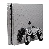 Silver Diamond Plate Mirror - Vinyl Decal Mod Skin Kit by System Skins - Compatible with PlayStation 4 Slim Console (PS4S)
