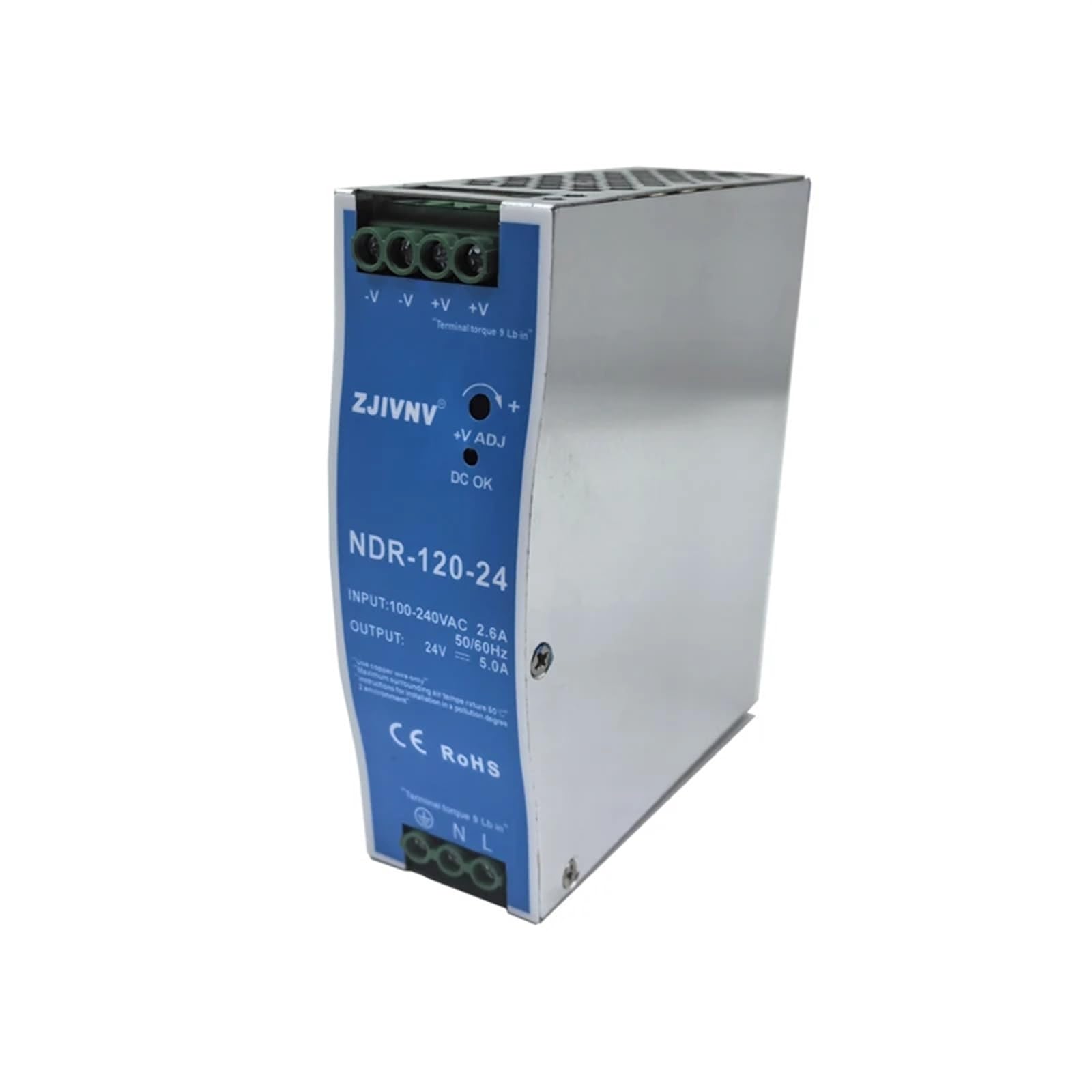 Alimentation 12V 10A rail DIN 120W mince pour automatisme et domotique