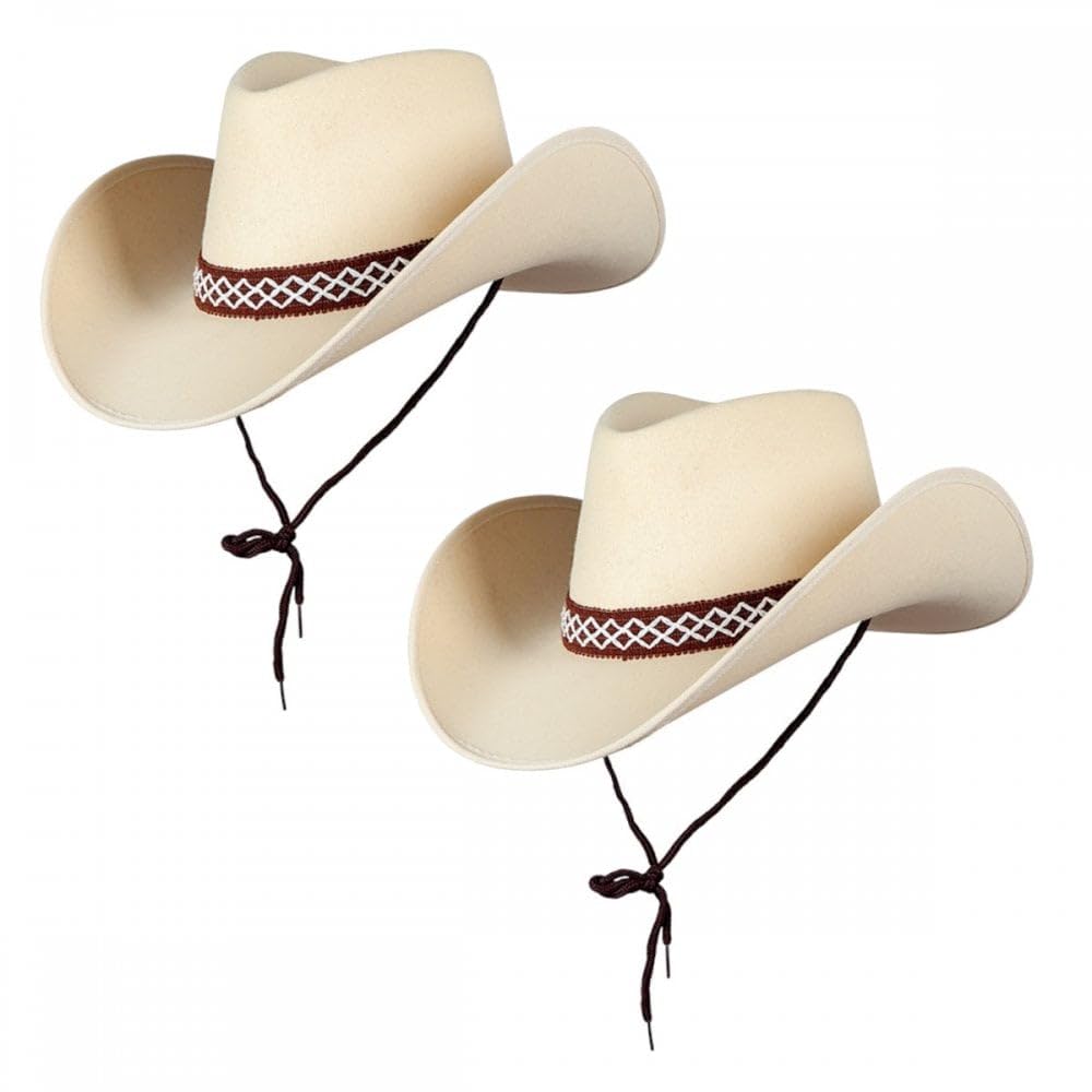 Titch & Timbo Adult Texan Cowboy Hat 2 Pack (Multiple Options) : Fancy Dress Party Accessory Country Western Rancher Wild West Music Festival (Classic Texan, Sand,Sand)