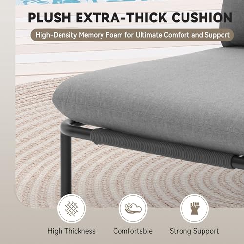 Image of Crestlive Products Oversized Outdoor Couch, 2-Seater Modular Sectional Sofa with Cushions, Modern Patio Conversation Set for Backyard, Deck, Porch or Poolside