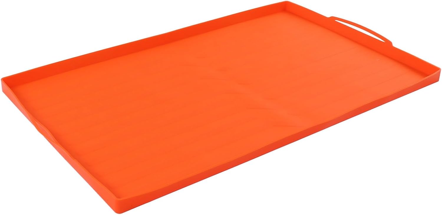 Silicone Griddle Mat, BBQ Grill Cover, Protective Grill Mat for Outdoor Cooking, High Temp, Anti Stick Anti Slip, Sturdy Oven Pad (36in Orange Handle)