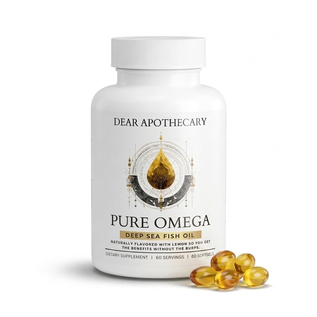 Pure Omega 3 Fish Oil 1200mg - EPA 432mg DHA 288mg - Heart, Brain & Joint Support - Lemon Flavored, Non-GMO, Gluten Free - 60 Softgels