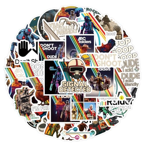 55pcs Arc Raiders Stickers Cool Trendy Shooting Game Stickers for Adults Bumpers Waterproof Vinyl Decals for Teen Laptops Water Bottles Skateboard Computer Suitcase Phone