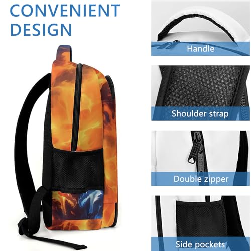 GNEW Dragon Backpack for Kids Boys Girls, Cool Ice and Fire Backpack, Cool Dragon Battle School Backpack, Water Resistant Daypack Backpack for Elementary Middle High School Students, 16.5 Inch3