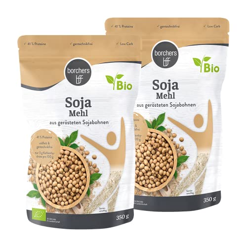 2 x borchers Harina de soja premium ecológica, vegetariana y vegana, con alto contenido de fibra y...