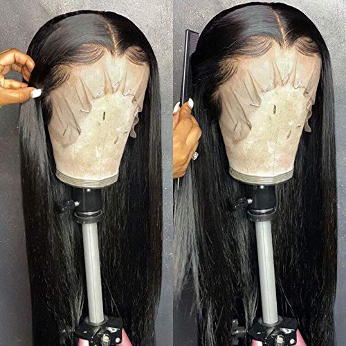 Miniatura 2 de Pelucas de cabello humano con encaje frontal transparente HD de 13 x 4, pelucas de cabello humano prearrancado sin pegamento con abuelitos, densidad