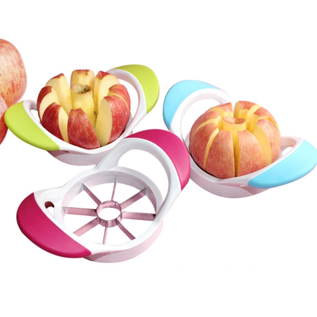 Qianly Herramienta de Cocina Manzana Fruta Fácil Cortadora Corer Acero Inoxidable Verde, 4 Piezas