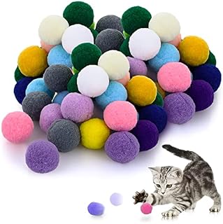 Molain Kulki do zabawy dla kota, miękkie piłki dla kota, 3 cm, kotek, pompony, piłka, zabawka dla kota, interaktywna zabawka z pomponem (50 sztuk)