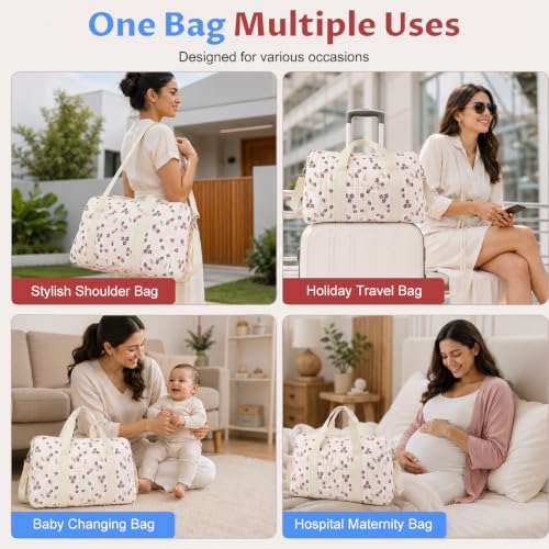 Image of PALAY Travel Bag for Women Flowers Polyester Bags for Gym, Duffle, Mom