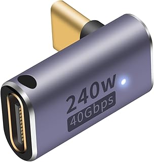 Poyiccot 240W USB C 90 Degree Adapter Up Down, USB C to USB C Male to Female Adapter, USB Type C Adapter Extender Support 40Gbps Fast Charging & 8K Video Output for Macbook, iPad, Thunderbolt4/3, 1pcs