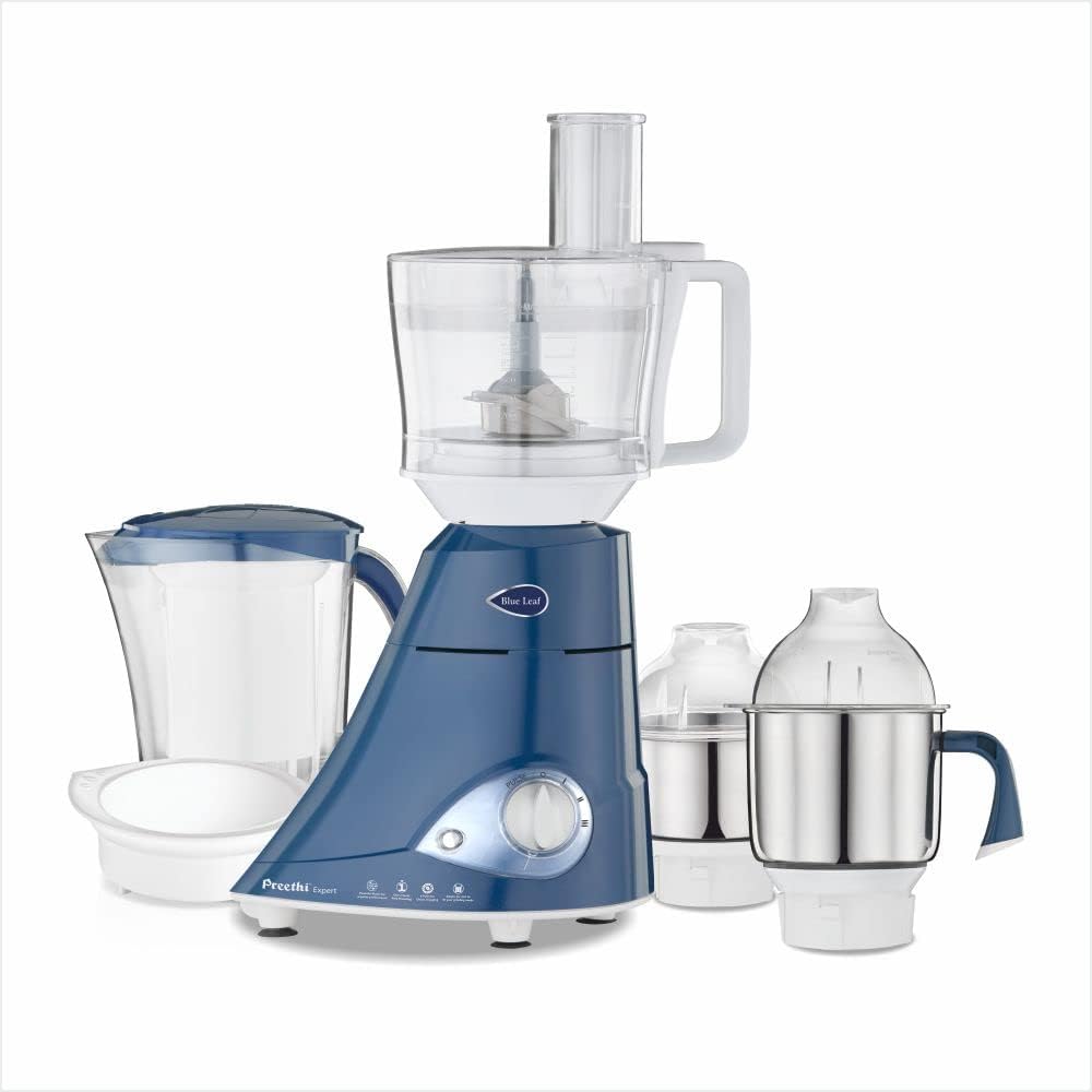 Preethi MG214 Blue Leaf Expert Mixer Grinder, 750W, 3 jars with Master Chef Jar