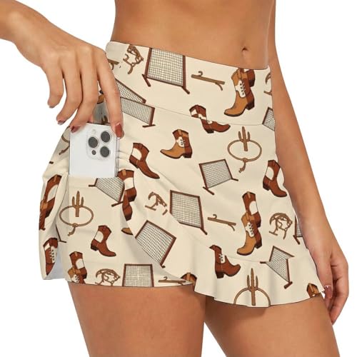 Moisture Wicking Women's Yoga Skirt Built in Shorts Flared for