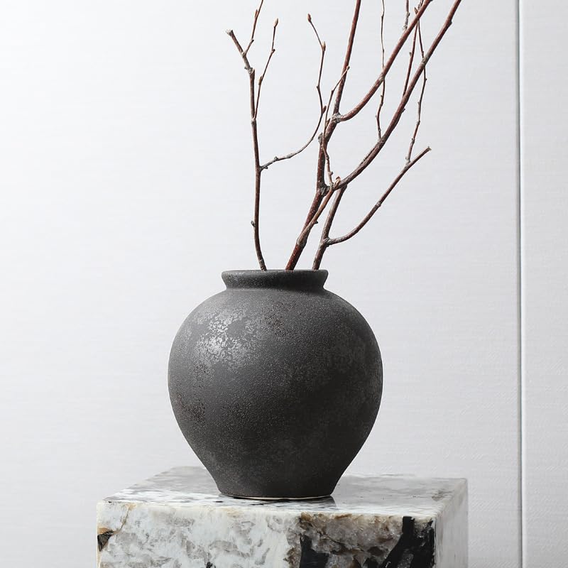 Vaso in Ceramica Nera Ornamenti Soggiorno Ingresso B& Modello Camera Desktop Art da Fiori(S)
