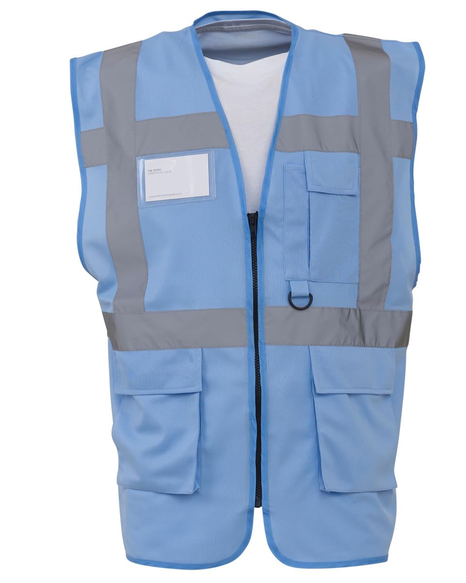 Executive Hi Viz Vis Vest High Visibility Zip Vest Safety Waistcoat Multi Pocket Zip Front ID Badge Holder comes in 9 colours Supplied by Simply Hi Vis Clothing UK