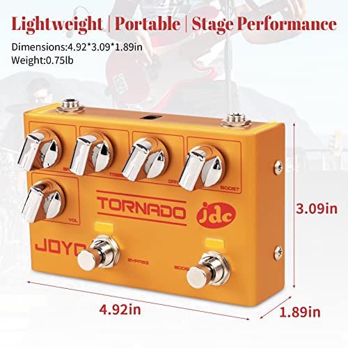 Image of JOYO Jose de Castro Signature Dual Overdrive & Boost Guitar Pedal, 5-Knob Control with Independent Drive /Boost Footswitches & 3-Band EQ, True Bypass (TORNADO R-21)