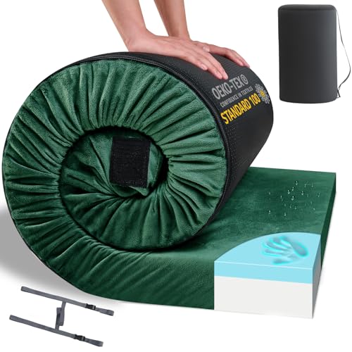 HomeMate Memory Foam Camping Kid Mattress Pad Mat-Sleeping Pad Mat Portable Roll Up Travel Mattress CertiPUR-US for Adults-Camping Bed for Guests Floor Tent Sleepover with Waterproof Cover Travel Bag