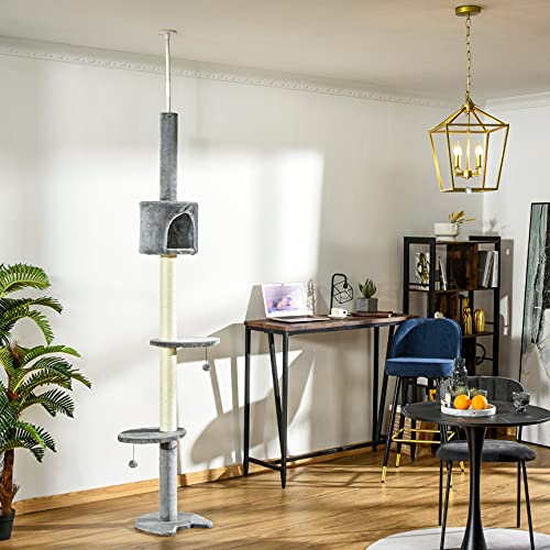 Árbol para gatos ajustable de 4 niveles gris miniatura 2