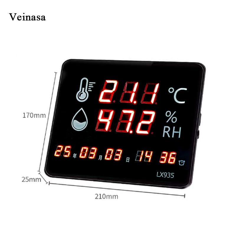 LX935 Large Screen Temperature and Humidity Display Electronic Digital Clock Wall-Mounted Digital Thermometer Temperature and Humidity Dashboard
