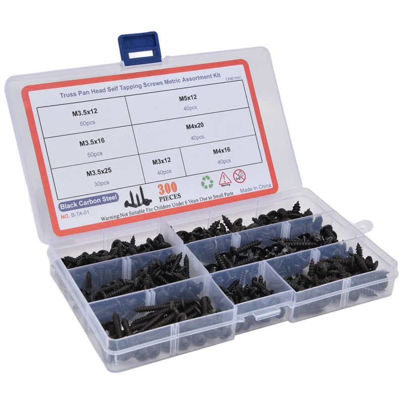 Generic 300Pcs Truss Head Self Tapping Screws Carbon Steel Screw Assortment Kit M3 M3.5 M4 M5 Hardware Fasteners tornillos