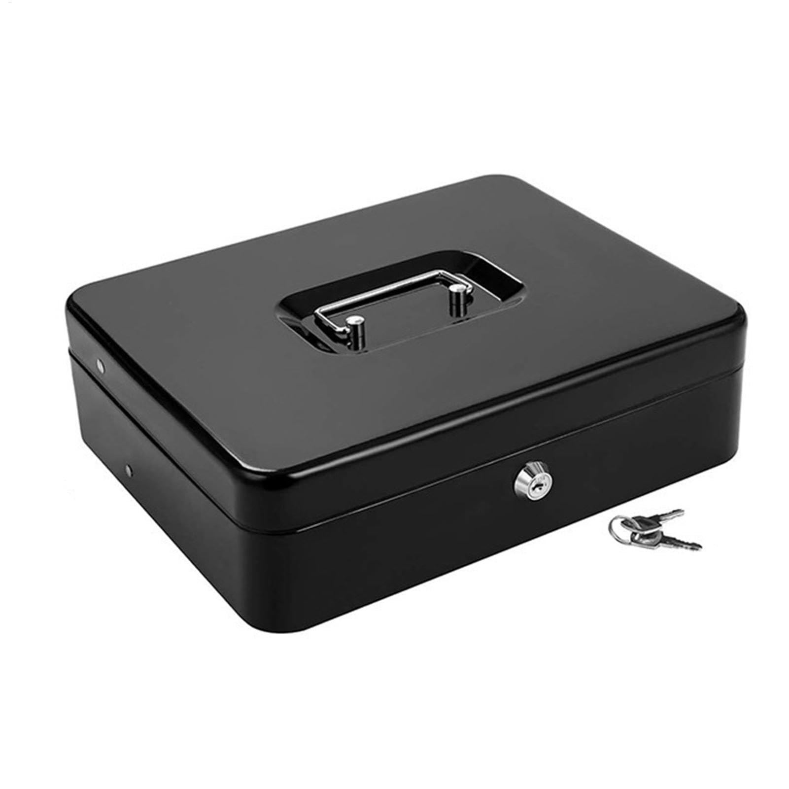 Cash Box - 4 scomparti per monete in metallo, con 5 scomparti per monete | in metallo, resistente e sicura per contanti, con scomparto per contanti, scatola di sicurezza portatile, cassetto di