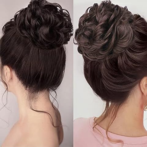 MORICA Messy Hair Bun Hair Scrunchies Extension Curly Wavy Messy Synthetic Chignon for Women Updo Hairpiece Cover