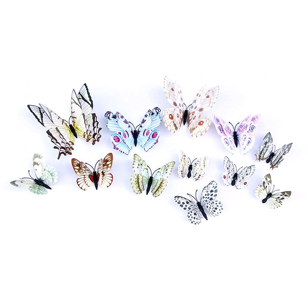 ANCLLO 24Pcs 3D Butterfly Wall Sticker Multiple Sizes Simulation Butterfly Decals for DIY Party Office Home and Room Decoration-White