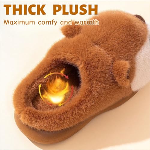 Squirrel Fuzzy Animal Slippers for Women & Men, Cute Fluffy Plush Warm House Couple Slippers, Winter3