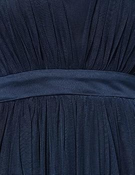 Maya Deluxe Damesjurk met mouwen voor bruiloftsgast, V-hals, hoge empire- taille, maxi, lange lengte, avondfeest, bruidsmeisje, gala, Abrikoos, 34