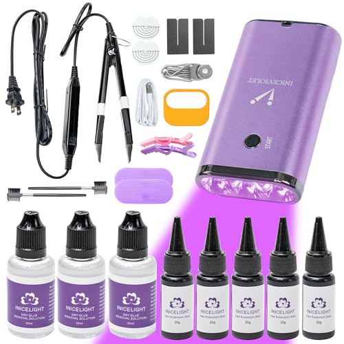 Inicelight V light hair extensions kit Pro, V Light hair extension tools set, V light machine*1 V light hair removal tool*1 v light hair extensions glue*5 glue remover *3