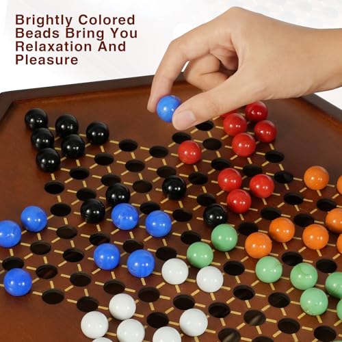 Juego de Mesa Damas Chinas Madera 15"x13" con Canicas miniatura 5