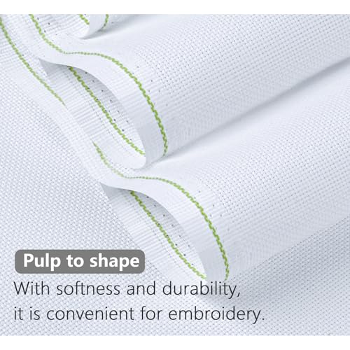 Image of MYFAMIREA Cross Stitch Aida Fabric 11 Count, 59 by 39 Inch Large Size, Classic Reserve Cross Stitch Aida Cloth for Home DIY Embroidery Decoration