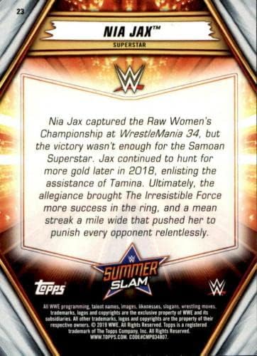 Miniatura 2 de Nia Jax Signed 2019 Topps WWE Summer Slam Card #23 - Autographed Wrestling Cards