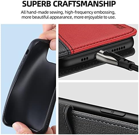 ELESNOW iPhone 11 Pro Case - 5.8", Shockproof Cover Magnetic Flip Leather Wallet Card Holder Phone Case for iPhone 11 Pro (Black/Red/Blue)