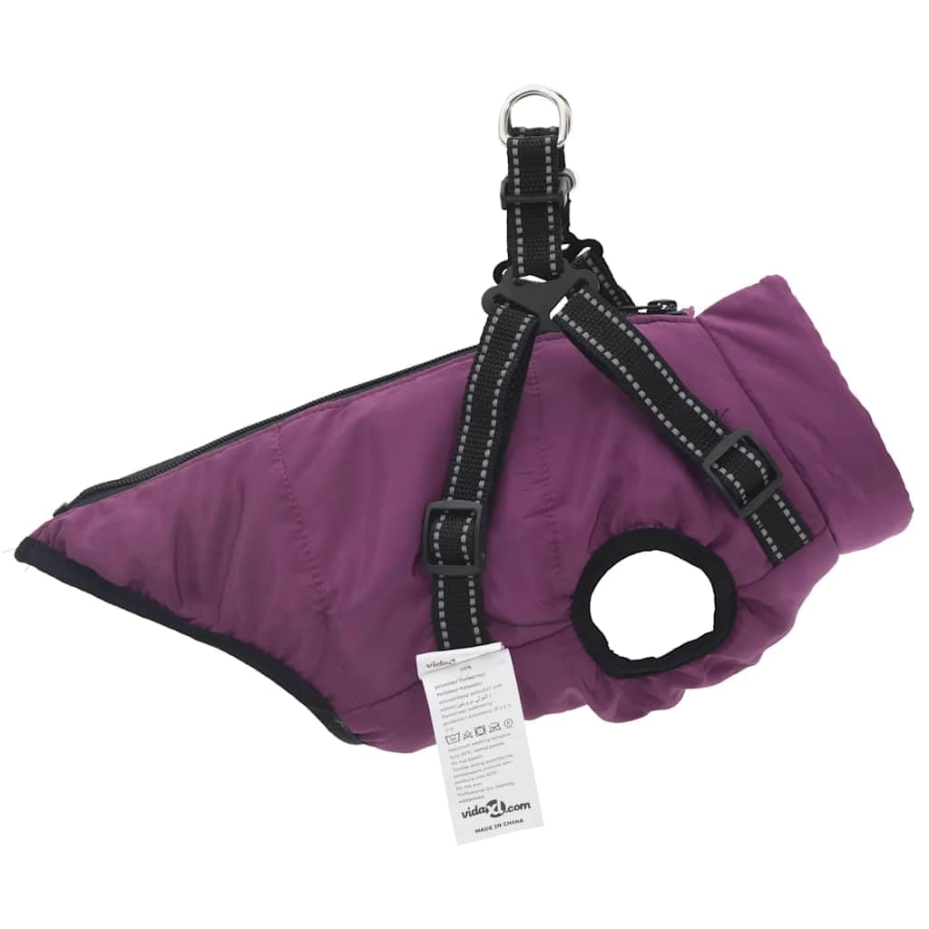 Cappottino per cani con imbracatura impermeabile riflettente, foderato in pile, viola, L28, per autunno e inverno, regolabile, con cerniera, fissaggio sicuro al guinzaglio, per esterni